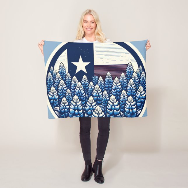 Couverture Polaire Texas Bluebonnets State Flag Texan Pride (En situation)