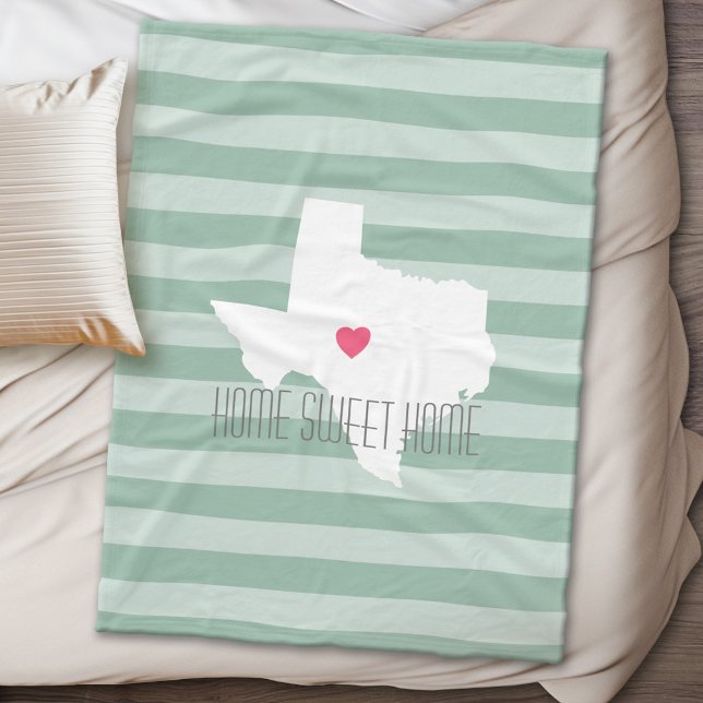 Couverture Polaire Texas Home State Love with Custom Heart (Texas Personalized Fleece Blanket)