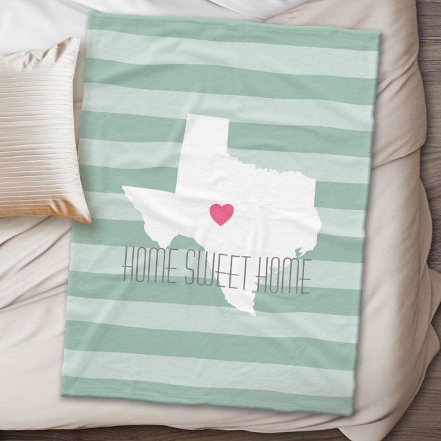 Couverture Polaire Texas Home State Love with Custom Heart (Texas Personalized Fleece Blanket)