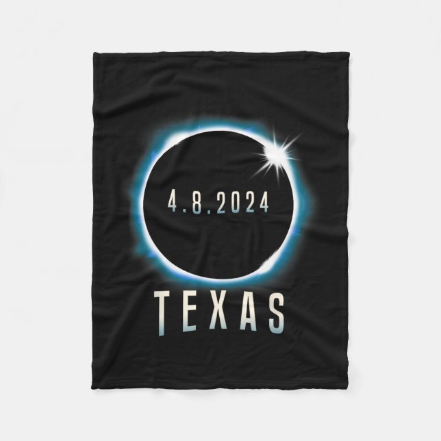 Couverture Polaire Texas Total Solar Eclipse 2024 Bleu Avril 8 Hommes (Devant)