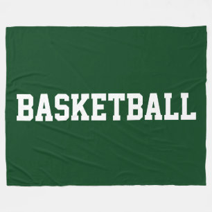 Couverture Polaire Texte BASKETBALL Blanc Gras Sur Fond Vert Forêt Pr