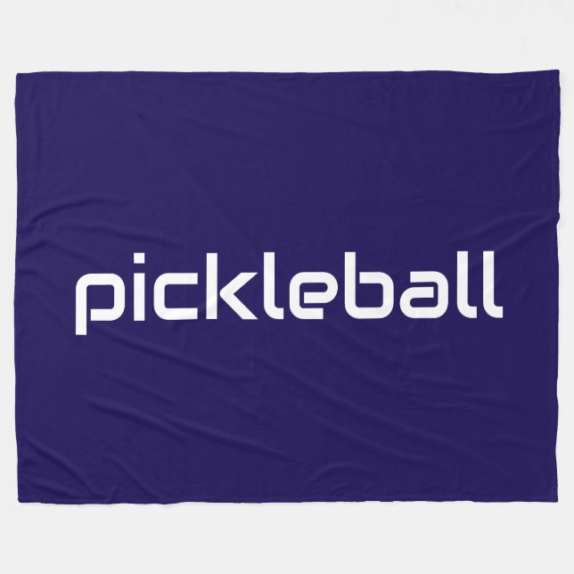 Couverture Polaire Texte blanc moderne PICKLEBALL sur Deep Navy Blue (Devant (Horizontal))