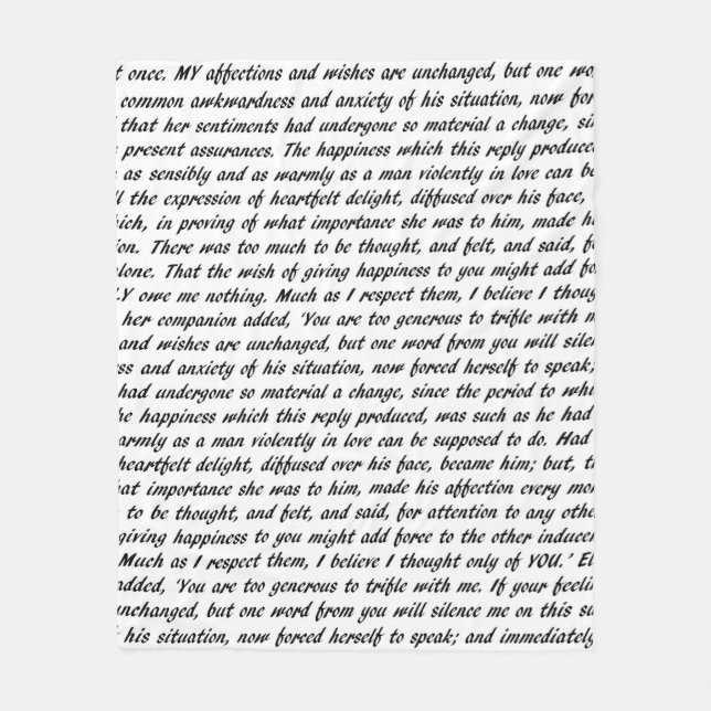 Couverture Polaire Texte de fierté et de préjudice (Devant)