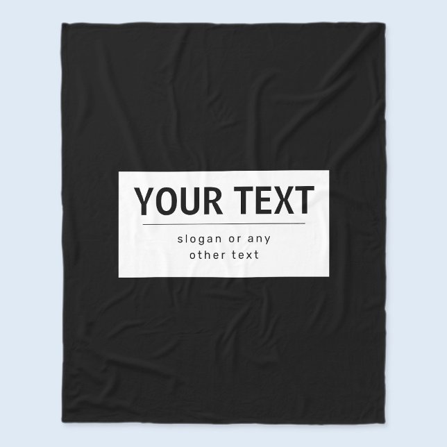 Couverture Polaire Texte éditable moderne gras | Noir & Blanc (Créateur téléchargé)