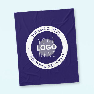 Couverture Polaire Texte et logo personnalisables Bleu foncé violet