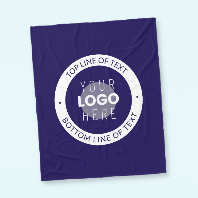 Couverture Polaire Texte et logo personnalisables | Bleu foncé violet (Créateur téléchargé)