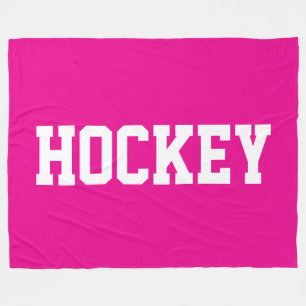 Couverture Polaire Texte HOCKEY blanc audacieux et amusant sur fond r