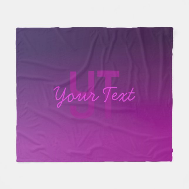 Couverture Polaire Texte Monogrammé Moderne Éditable & Ombre Violet  (Devant (Horizontal))