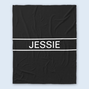 Couverture Polaire Texte personnalisable   Bold Modern Black & White