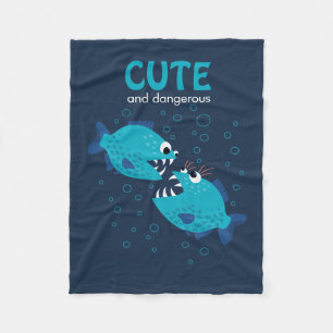 Couverture Polaire Texte Personnalisé Mignonne Et Poisson Piranha Da