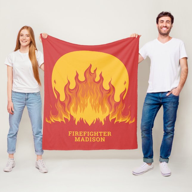 Couverture Polaire Texte personnalisé Pompier (En situation)