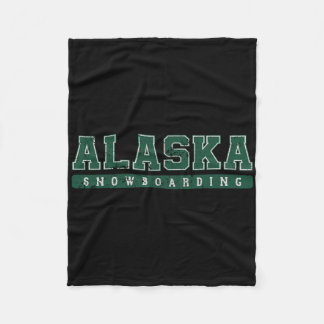 Couverture Polaire Texte Vintage vert du snowboard de l'Alaska