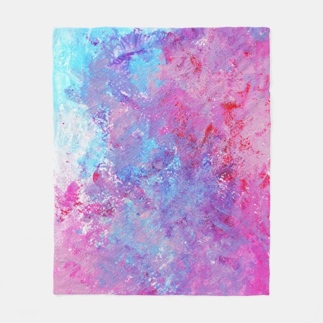 Couverture Polaire Texture créative bleu-rose, taches de peinture. (Devant)