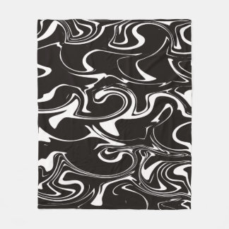 Couverture Polaire Texture de tourbillon de marbre - Noir et blanc in