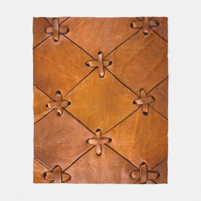 Couverture Polaire Texture en cuir, détails de selvage naturel. (Devant)