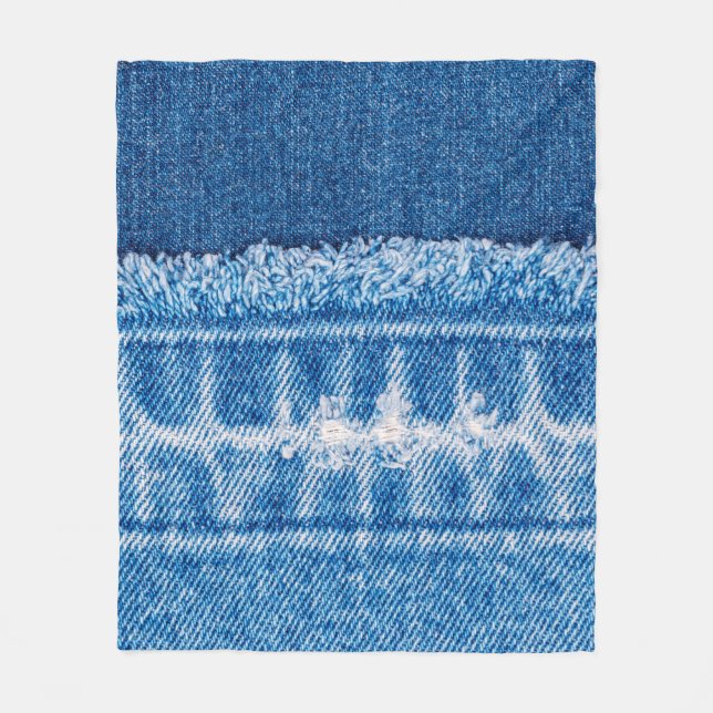 Couverture Polaire Texture en jean bleu (Devant)