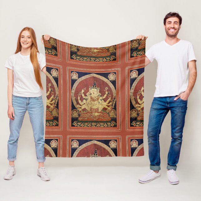 Couverture Polaire Thangka tibétain de Guhyasamaja Akshobhyavajra (En situation)