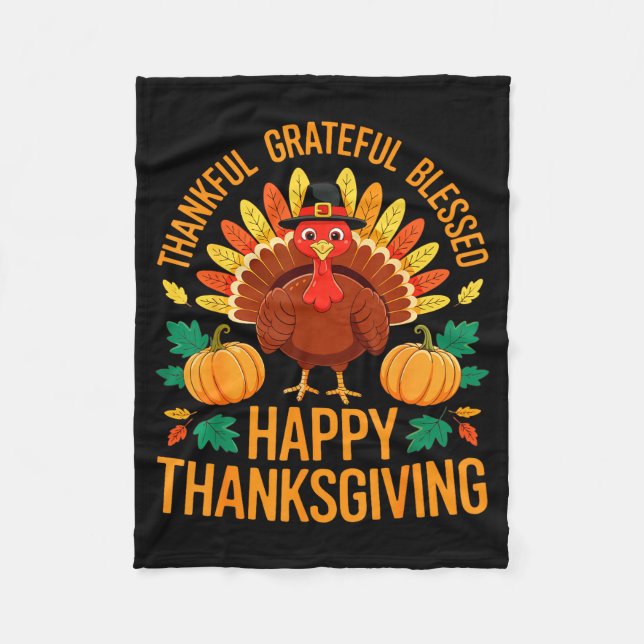Couverture Polaire Thankful Grateful Blessed Happy Thanksgiving Shirt (Devant)