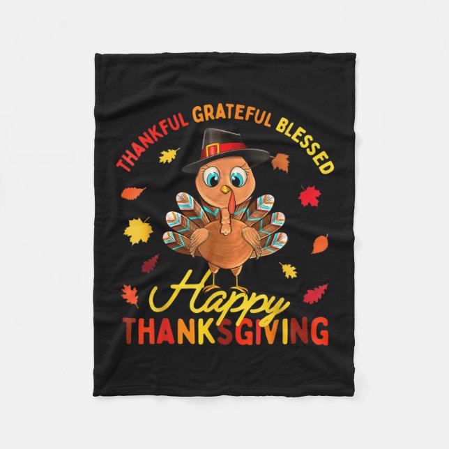 Couverture Polaire Thankful Grateful Blessed Thanksgiving Turkey Wome (Devant)