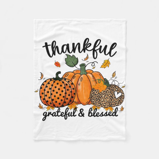 Couverture Polaire Thankful Pumpkin Grateful And Blessed  (Devant)