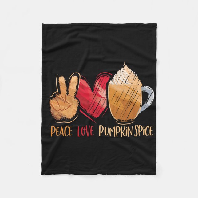 Couverture Polaire Thanksgiving Automne Femmes Paix Amour Citrouille  (Devant)