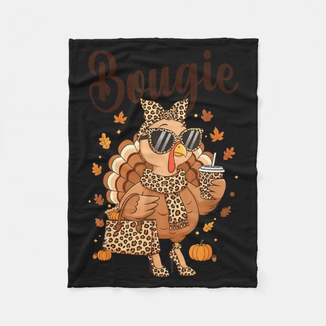 Couverture Polaire Thanksgiving Bougie Turkey Funny Boujee Women Girl (Devant)