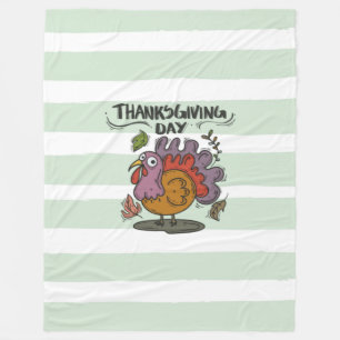 Couverture Polaire Thanksgiving Day Turkey Art - Classique automne