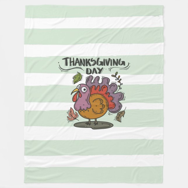 Couverture Polaire Thanksgiving Day Turkey Art - Classique automne (Devant)