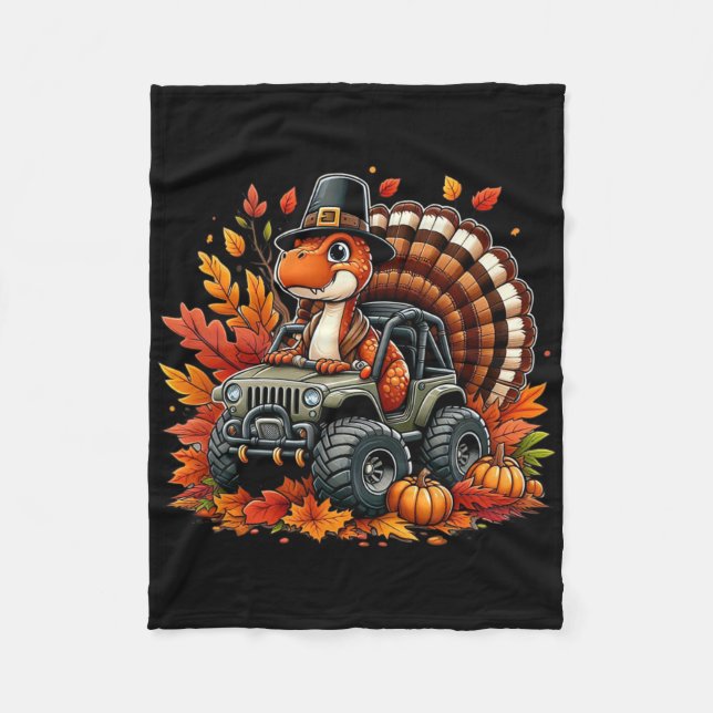 Couverture Polaire Thanksgiving Design Boys Enfants Dinosaur T Rex Fa (Devant)