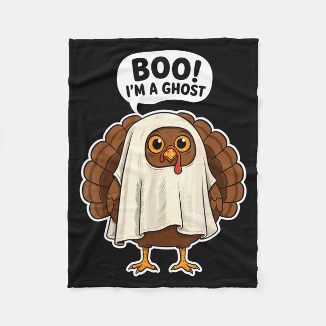 Couverture Polaire Thanksgiving Ghost Turkey Disguise Funny Halloween (Devant)