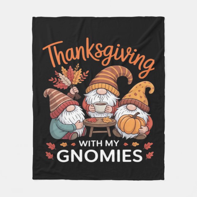 Couverture Polaire Thanksgiving Gnome Fall Leopard Turkey Essentiel T (Devant)