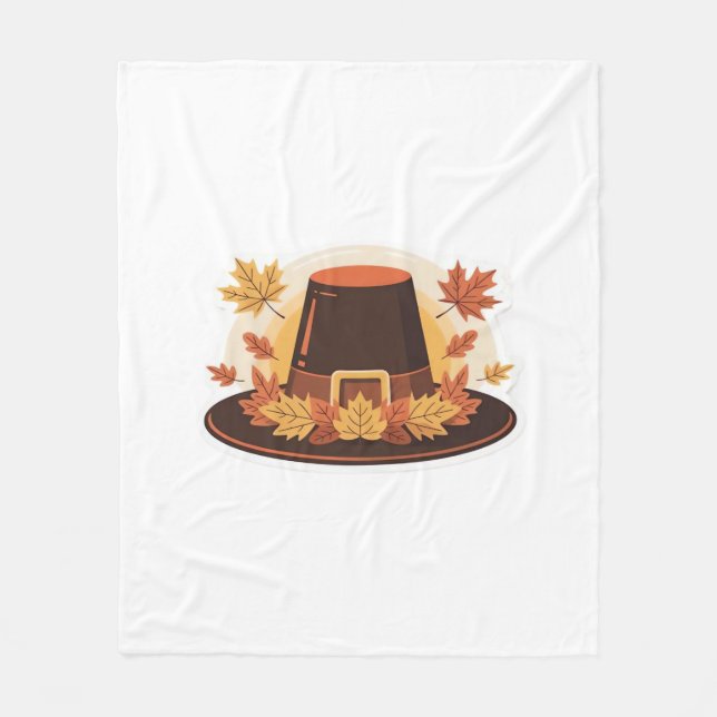 Couverture Polaire Thanksgiving Pilgrim Casquette - Automne Harvest D (Devant)