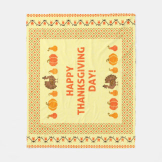 Couverture Polaire Thanksgiving : retro brodée carte design.