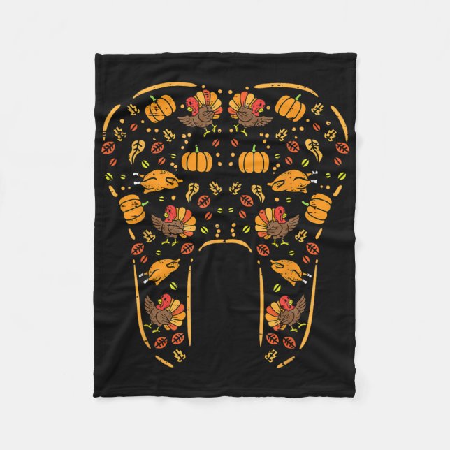 Couverture Polaire Thanksgiving Tooth mignonne Automne Dents Dentiste (Devant)