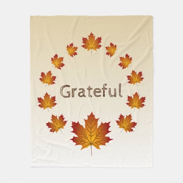 Couverture Polaire Thanksgiving Wreath Grateful Simple Feuilles d'éra (Devant)