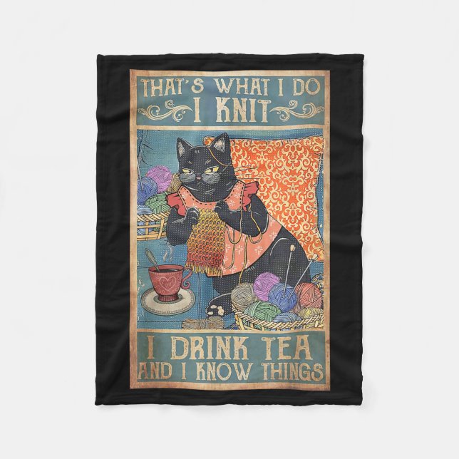 Couverture Polaire That's What I Do I Knit I Drink Tea And I Know Thi (Devant)