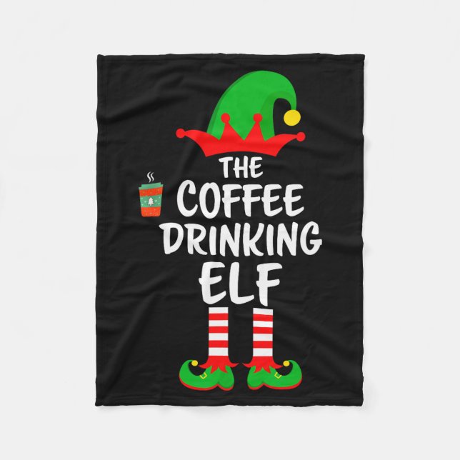 Couverture Polaire The Coffee Drinking Elf Matching Family Christmas  (Devant)
