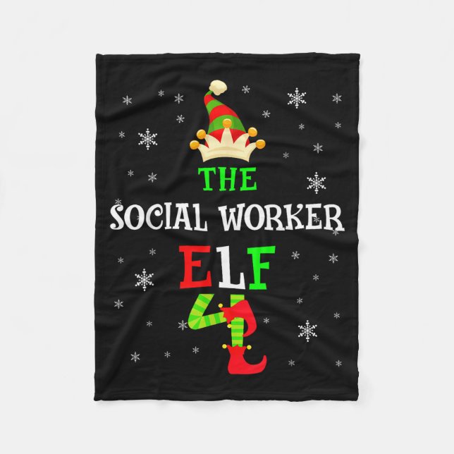 Couverture Polaire The Social Worker Elf Christmas Elf Matching Famil (Devant)