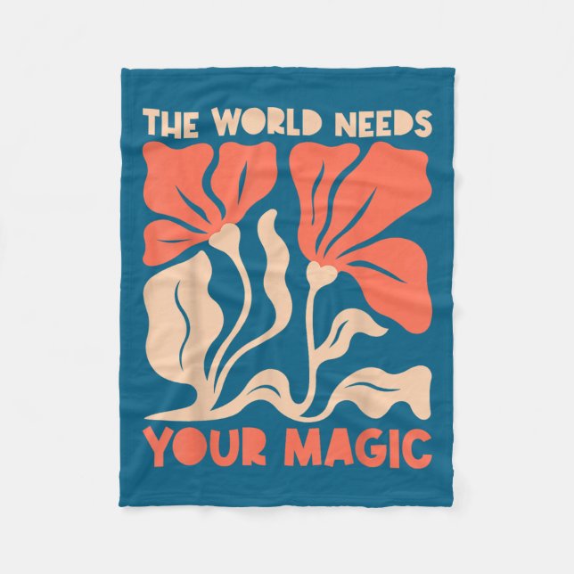 Couverture Polaire The World Needs Your Magic Retro Floral Sitive Mot (Devant)