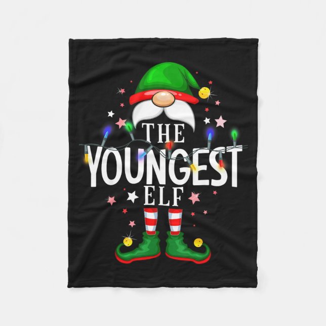 Couverture Polaire The Youngest Elf Christmas Family Pajama Party  (Devant)