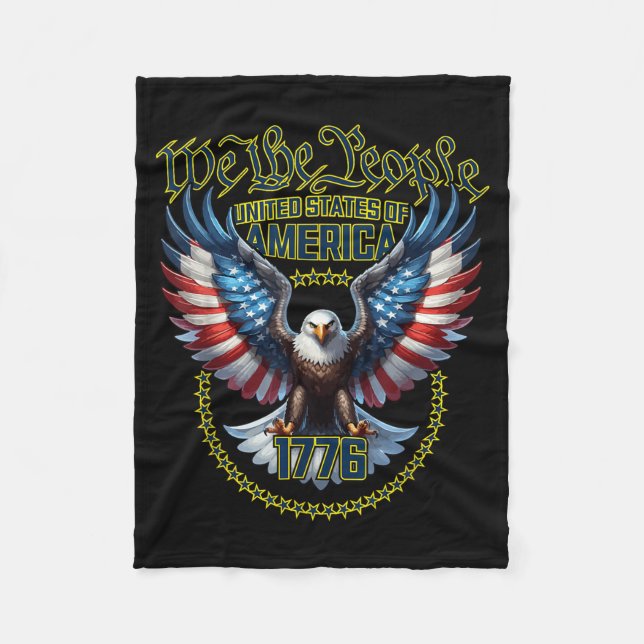 Couverture Polaire Thème aigle design drapeau américain patriotique U (Devant)