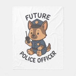 Couverture Polaire Thème de futur policier avec un chien mignon