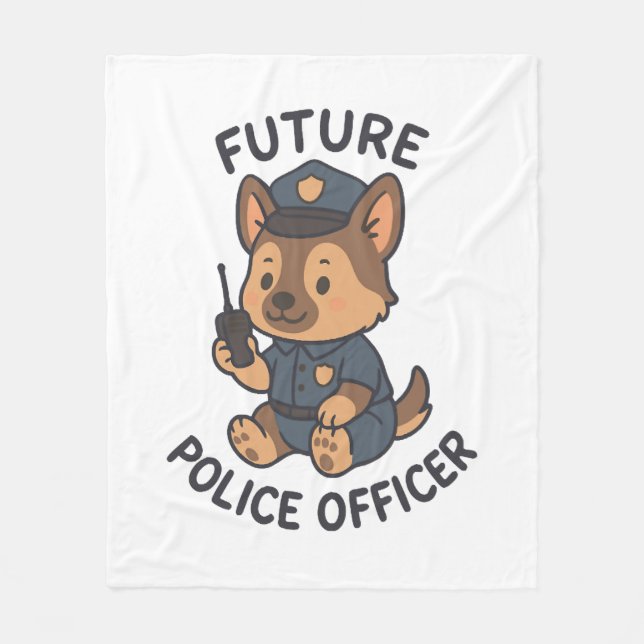 Couverture Polaire Thème de futur policier avec un chien mignon (Devant)