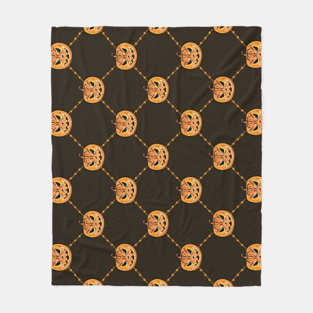 Couverture Polaire Thème de la fête d'Halloween citrouille. (Devant)