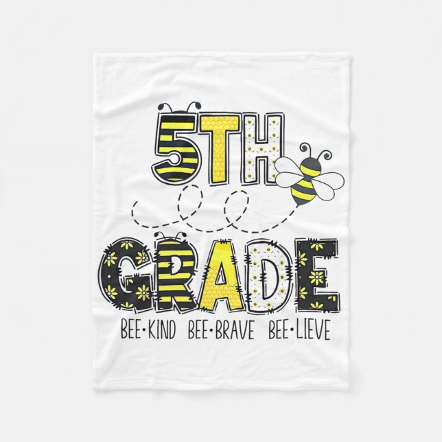 Couverture Polaire Thème de l'abeille de 5e année pour les enfants re (Devant)