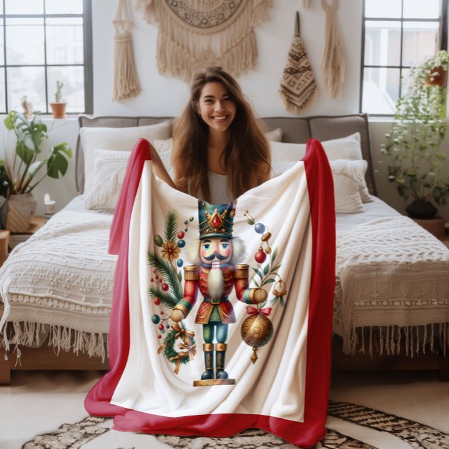 Couverture Polaire Thème de Noël Nutcracker sur blanc (Créateur téléchargé)