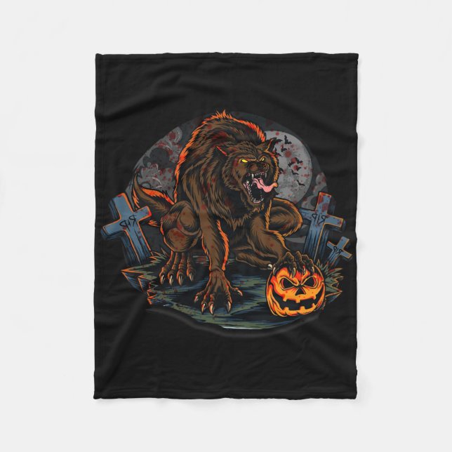 Couverture Polaire Thème d'Halloween de loup-garou cool (Devant)