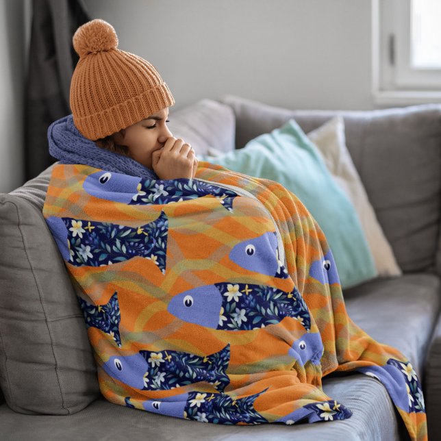 Couverture Polaire Thème nautique Baignade poissons (Créateur téléchargé)