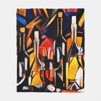 Couverture Polaire Thèmes du vin dans le style du cubisme. Bouteilles
