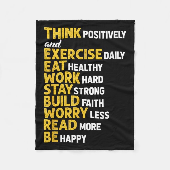 Couverture Polaire Think Sitively Exercise Daily Gym Workout Motivati (Devant)